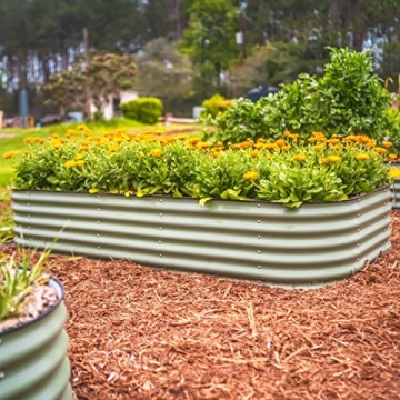 Vego garden Raised Garden Bed Kit, 17" Tall 10 in 1 Modular Metal Raised Garden Beds Kit, Metal Planter Box for Vegetables, Flowers, Herbs, Olive Green
