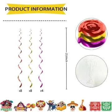 Vibrant 36 Pcs Dia de los Muertos Decorations for Parties