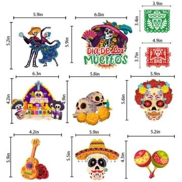 Vibrant 36 Pcs Dia de los Muertos Decorations for Parties