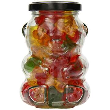 Nakpunar 9 oz Glass Bear Jars with Lids for Honey, Candies, Piggy Banks (3, Gold)