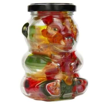 Nakpunar 9 oz Glass Bear Jars with Lids for Honey, Candies, Piggy Banks (3, Gold)