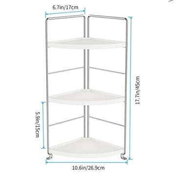 kaileyouxiangongsi 3-Tier Bathroom Countertop Organizer - Vanity Tray Cosmetic & Makeup Storage- Kitchen Spice Rack Standing Shelf - Corner Storage Shelf, Silver