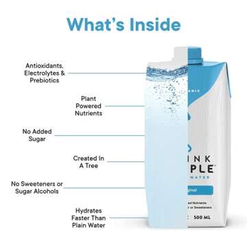 Drink Simple Pure Organic Maple Water, 12-Pack, 500 mL Carton - Electrolyte Hydration Drink with Natural Prebiotics, Gluten-Free, Non-GMO, No Added Sugar/Sweeteners