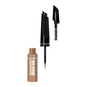 Revlon ColorStay 5-in-1 Semi-Permanent Brow Ink with Spoolie Brush, Waterproof, Transfer-Proof, Eyebrow Makeup, Easy to Remove, 350 Blonde Ink, 0.09 fl oz