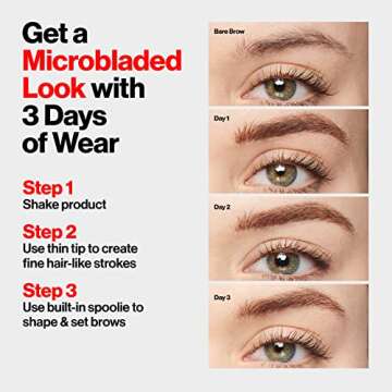 Revlon ColorStay 5-in-1 Semi-Permanent Brow Ink with Spoolie Brush, Waterproof, Transfer-Proof, Eyebrow Makeup, Easy to Remove, 350 Blonde Ink, 0.09 fl oz