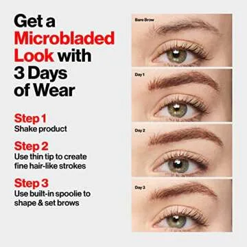 Revlon ColorStay 5-in-1 Semi-Permanent Brow Ink with Spoolie Brush, Waterproof, Transfer-Proof, Eyebrow Makeup, Easy to Remove, 350 Blonde Ink, 0.09 fl oz