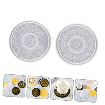 EXCEART Coaster Molds - DIY Silicone Round Coasters