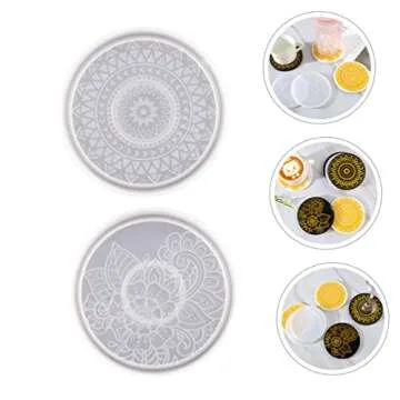 EXCEART Coaster Molds - DIY Silicone Round Coasters