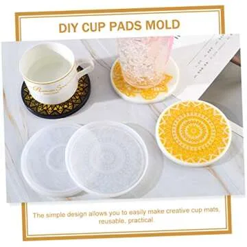 EXCEART Coaster Molds - DIY Silicone Round Coasters