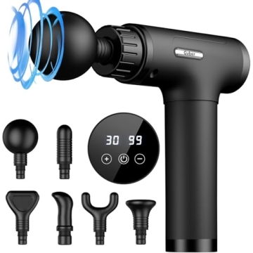 Massage Gun Deep Tissue, Mini Percussion for Athletes, Portable Muscle with 6 Attachments Pain Relie...