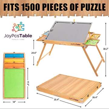 Puzzle Table 1500 Piece with Drawers and Legs, 34"x26" Jigsaw Puzzle Table Folding Portable for Adults with Wooden Cover, Easy to Store Birthday Gifts for mom Women
