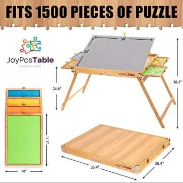 Puzzle Table 1500 Piece with Drawers and Legs, 34"x26" Jigsaw Puzzle Table Folding Portable for Adults with Wooden Cover, Easy to Store Birthday Gifts for mom Women