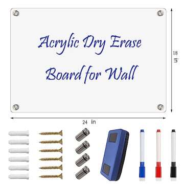 CREHNIL Large Hanging Blank Clear Acrylic Dry Erase Board for Wall Mount Non Magnetic Floating 18x24...