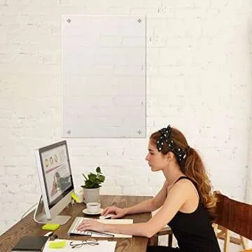 CREHNIL Large Hanging Blank Clear Acrylic Dry Erase Board for Wall Mount Non Magnetic Floating 18x24 Inches Useful Office School Family (18 * 24, Clear)