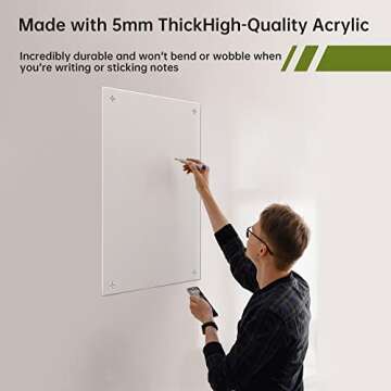 CREHNIL Large Hanging Blank Clear Acrylic Dry Erase Board for Wall Mount Non Magnetic Floating 18x24 Inches Useful Office School Family (18 * 24, Clear)