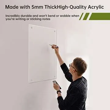 CREHNIL Large Hanging Blank Clear Acrylic Dry Erase Board for Wall Mount Non Magnetic Floating 18x24 Inches Useful Office School Family (18 * 24, Clear)