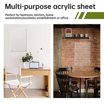 CREHNIL Large Hanging Blank Clear Acrylic Dry Erase Board for Wall Mount Non Magnetic Floating 18x24 Inches Useful Office School Family (18 * 24, Clear)