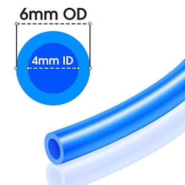 TAILONZ PNEUMATIC Blue 6mm OD 4mm ID Polyurethane PU Air Hose Pipe Tube Kit 10 Meter 32.8ft