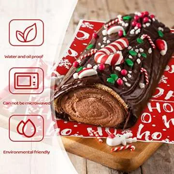 160 Pcs Christmas Wax Paper Sheets for Food Snowflake Hoho Wax Paper Wrapping Bulk Deli Parchment Baking Paper Sandwich Candy Cookies Waterproof Wrappers Oilproof Basket Liners (12 x 12 Inch)