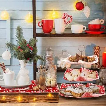160 Pcs Christmas Wax Paper Sheets for Food Snowflake Hoho Wax Paper Wrapping Bulk Deli Parchment Baking Paper Sandwich Candy Cookies Waterproof Wrappers Oilproof Basket Liners (12 x 12 Inch)