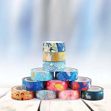 Kyoto Series Masking Washi Tape Collection for Arts and DIY Crafts, Scrapbooking, Bullet Journal, Planner, Gift Wrapping (Set of 12 Rolls)