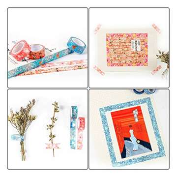 Kyoto Series Masking Washi Tape Collection for Arts and DIY Crafts, Scrapbooking, Bullet Journal, Planner, Gift Wrapping (Set of 12 Rolls)