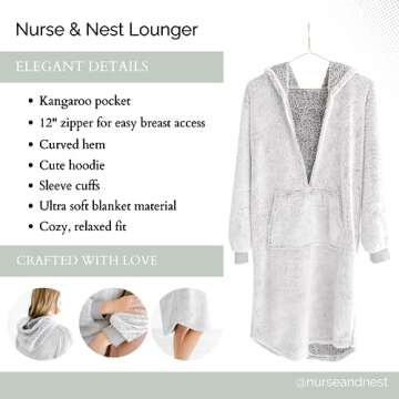 Nursing Gown for Women Breastfeeding - Postpartum Loungewear Robe for Hospital - Maternity Robe - Postpartum Pajamas 3 in 1 Labor Delivery Nightgowns