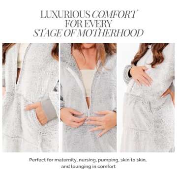 Nursing Gown for Women Breastfeeding - Postpartum Loungewear Robe for Hospital - Maternity Robe - Postpartum Pajamas 3 in 1 Labor Delivery Nightgowns