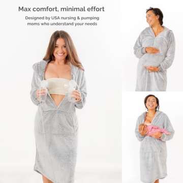 Nursing Gown for Women Breastfeeding - Postpartum Loungewear Robe for Hospital - Maternity Robe - Postpartum Pajamas 3 in 1 Labor Delivery Nightgowns