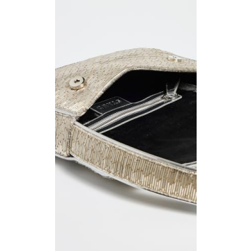 STAUD Tommy Silver Bag with Leather Piping & Shoulder Straps