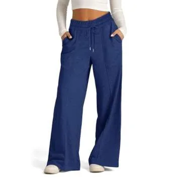eoeioa Oversized Wide Leg Sweatpants Women Drawstring Straight Leg Sweatpants Women Elastic Low Wais...