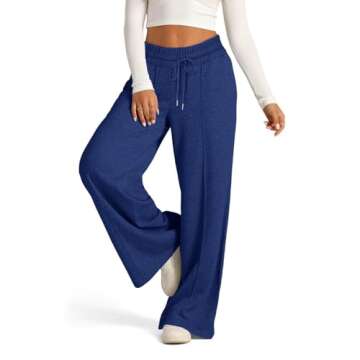 eoeioa Oversized Wide Leg Sweatpants Women Drawstring Straight Leg Sweatpants Women Elastic Low Waisted Joggers Baggy Lounge Pants Comfy Trouser Sweatpants Women with Pockets