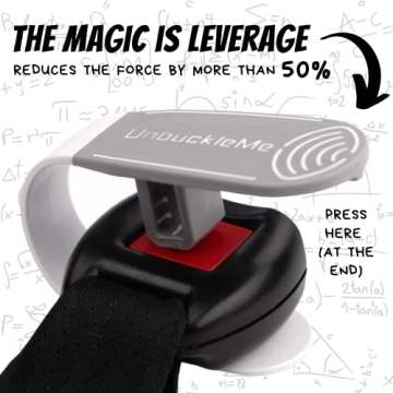 UnbuckleMe Car Seat Buckle Release Tool - Easy Opener Aid for Arthritis, Long Nails, Older Kids - Button pusher for infant, toddler, convertible 5 pt harness car seats - As Seen on Shark Tank (Gray)