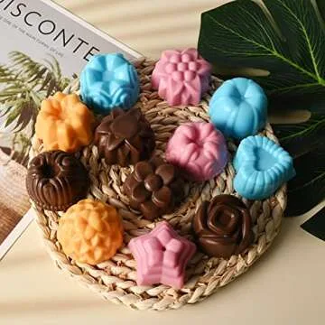 Sakolla 3 Pack Chocolate Flowers Silicone Molds 12 Cavity Flowers Heart Shape Candy Cake Molds for Baking, Cupcake, Jelly, Ice Cube, Muffin