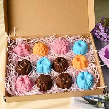 Sakolla 3 Pack Chocolate Flowers Silicone Molds 12 Cavity Flowers Heart Shape Candy Cake Molds for Baking, Cupcake, Jelly, Ice Cube, Muffin