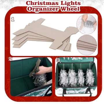 SimpliBins Christmas Light Storage with Dividers and Handles