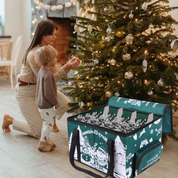 SimpliBins Christmas Light Storage with Dividers and Handles