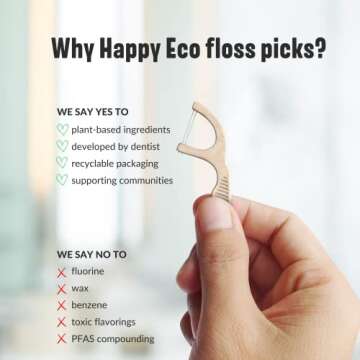 Natural Dental Floss Picks (200) - Eco-Friendly Vegan & Reusable