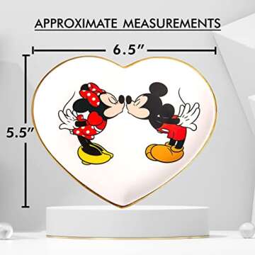 Disney Mickey Mouse and Minnie Mouse Jewelry Tray - Ceramic Trinket Dish - Minnie and Mickey Heart Ring Dish
