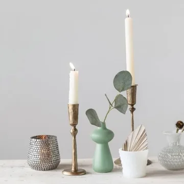 Creative Co-Op Hammered Metal Candle Holder - Antique Brass Finish