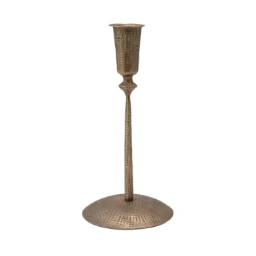 Creative Co-Op Hammered Metal Candle Holder - Antique Brass Finish