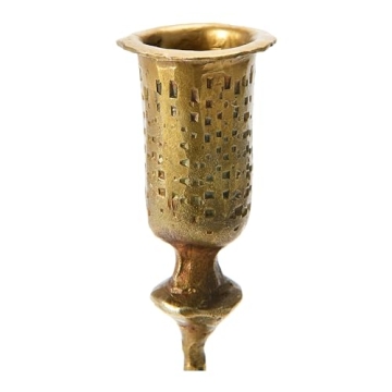 Creative Co-Op Hammered Metal Candle Holder - Antique Brass Finish