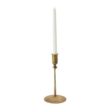 Creative Co-Op Hammered Metal Candle Holder - Antique Brass Finish