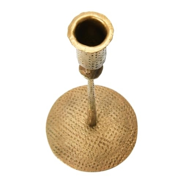 Creative Co-Op Hammered Metal Candle Holder - Antique Brass Finish