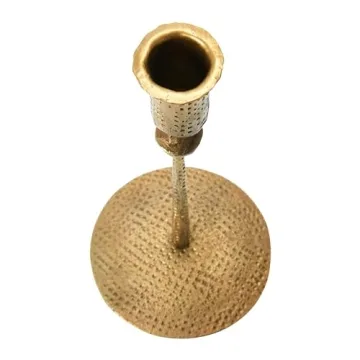 Creative Co-Op Hammered Metal Candle Holder - Antique Brass Finish