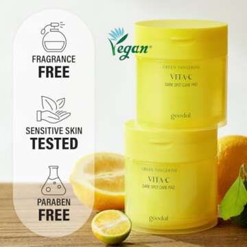 GOODAL Green Tangerine Vita C Toner Pads, Korean Skin Care, K-Beauty, Glass Skin, Pore Care, 70 Sheets, Valentine Day Gifts