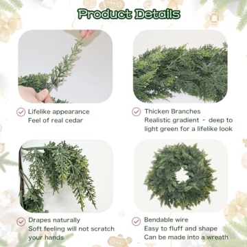 9FT Christmas Cedar Garland – Realistic & Lush Greenery for Festive Decor