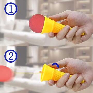Novelty Place Ice Cream Shooters Toy (Pack of 12) - Squeeze N' Pop Game - 7 Inch Multi-Color Icecream Cone Foam Ball Launcher - Great Party Favors and Carnival Prize for Kids