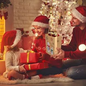 Christmas Gift Bags 24 PCS Reusable Kraft Paper Bags