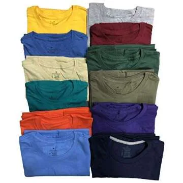 BILLIONHATS 12 Pack Plus Size Men's Cotton T-Shirts Bulk Big & Tall, Premium Fitted, Lightweight Classic Short Sleeve Tees, Size Small